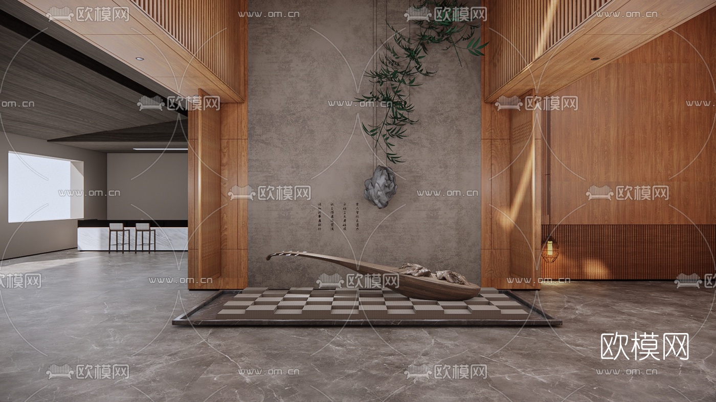 新中式雕塑su模型下载（渲染图1）