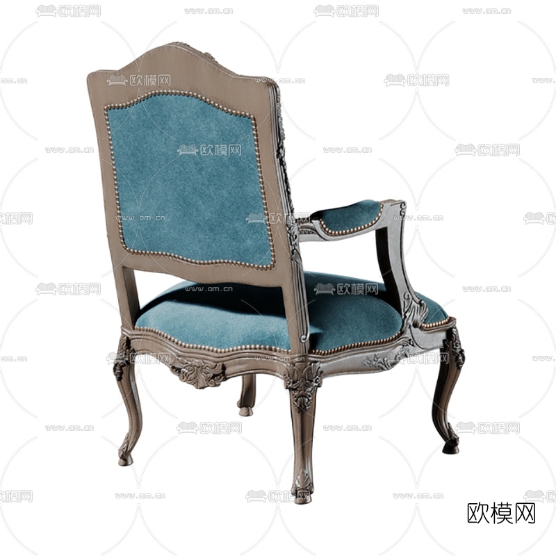 美式雕花扶手椅3d模型