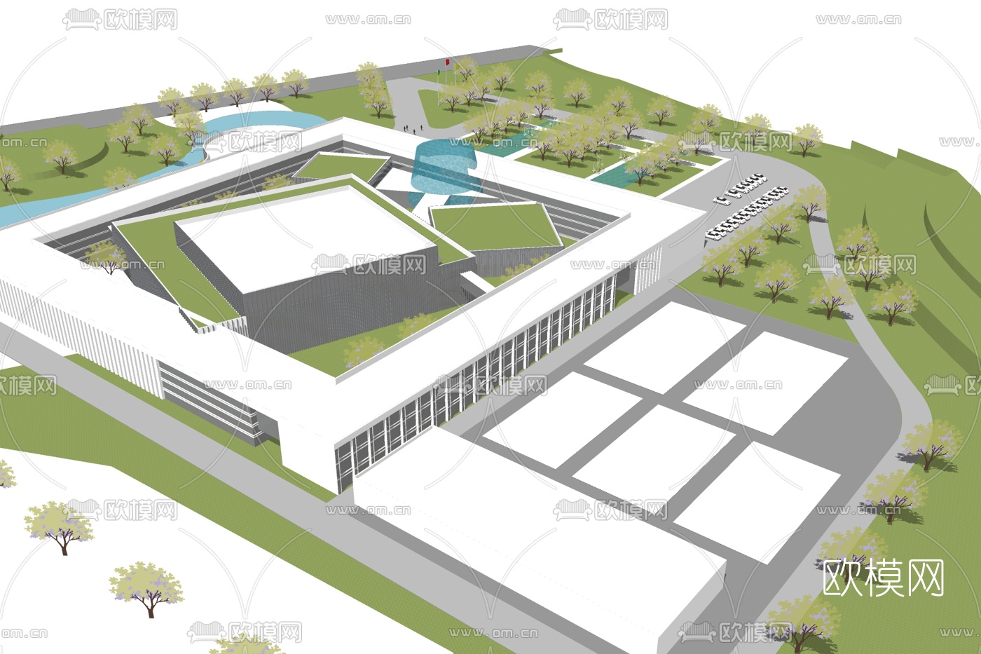 现代建筑外观su模型下载