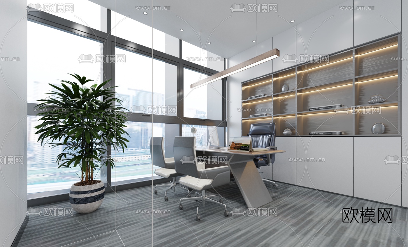 现代总经理办公室3d模型