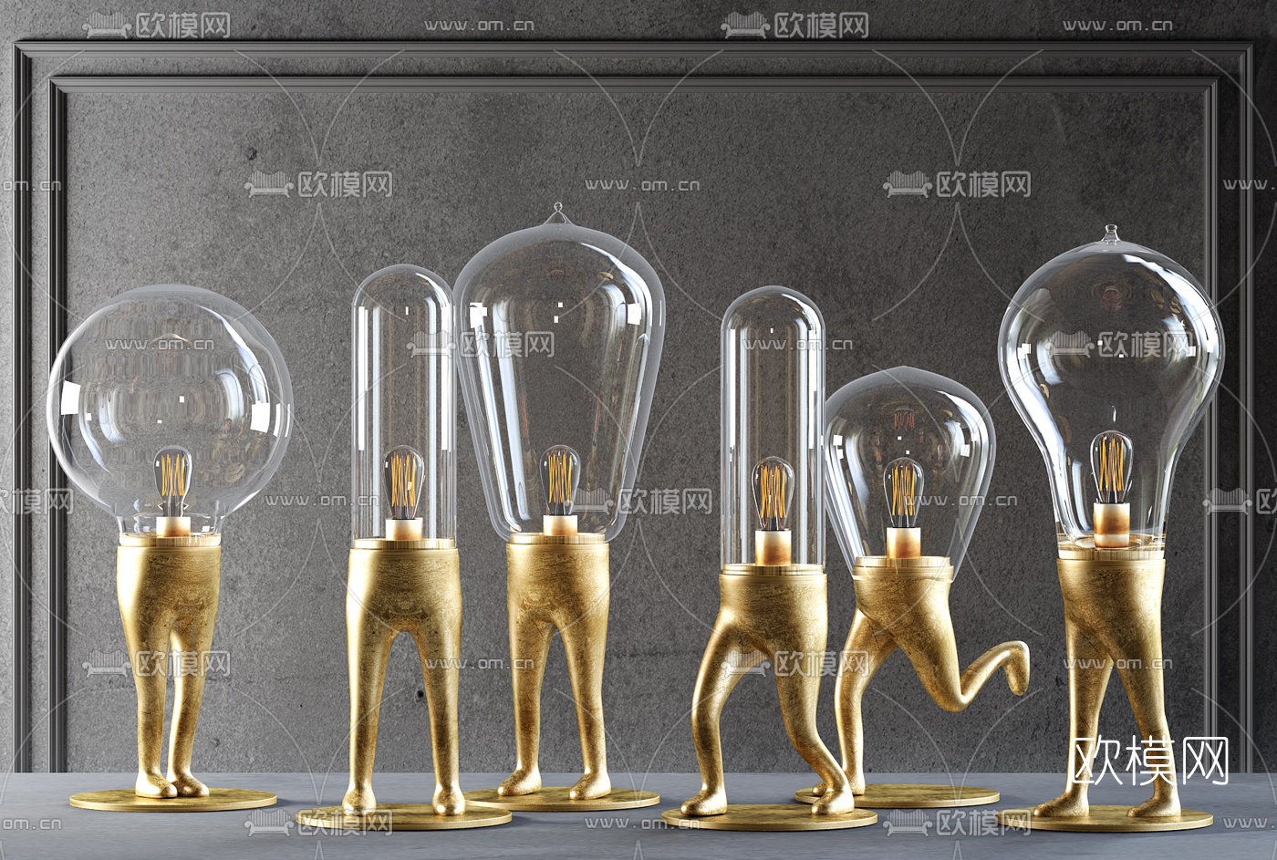 工业风个性灯泡台灯3d模型下载