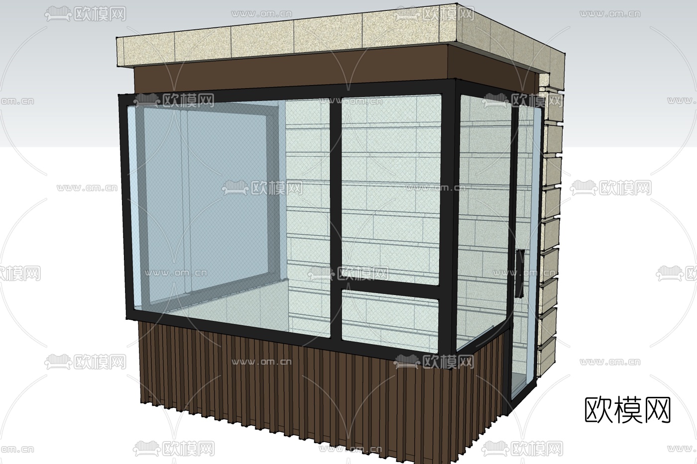 现代门卫室免费su模型下载