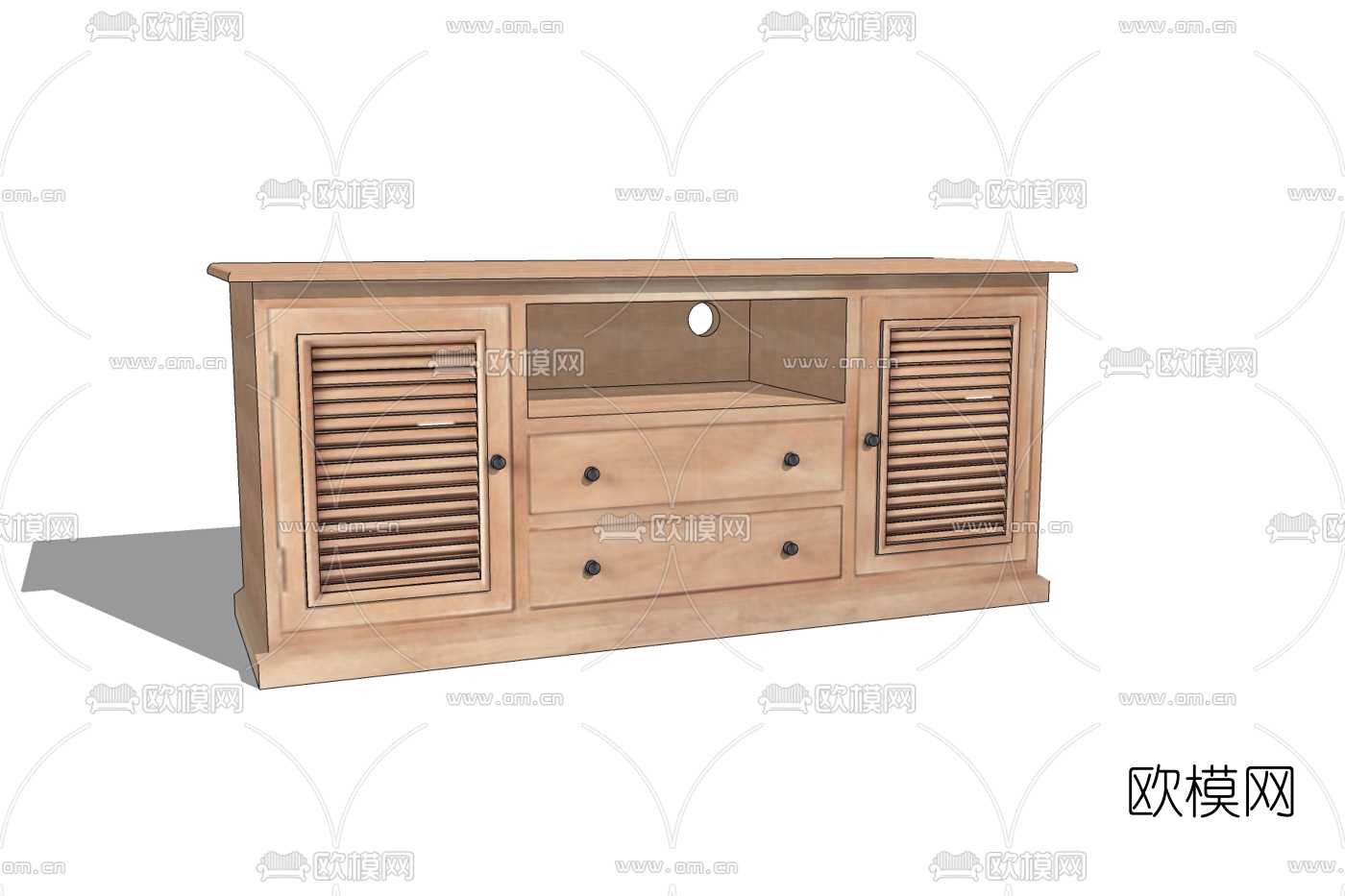 现代实木电视柜免费su模型下载