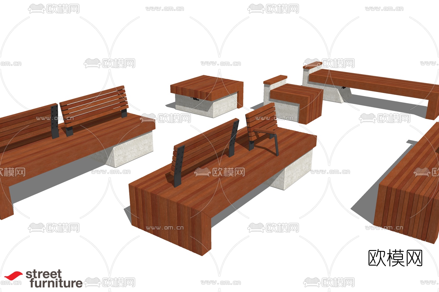 现代实木公用椅免费su模型下载