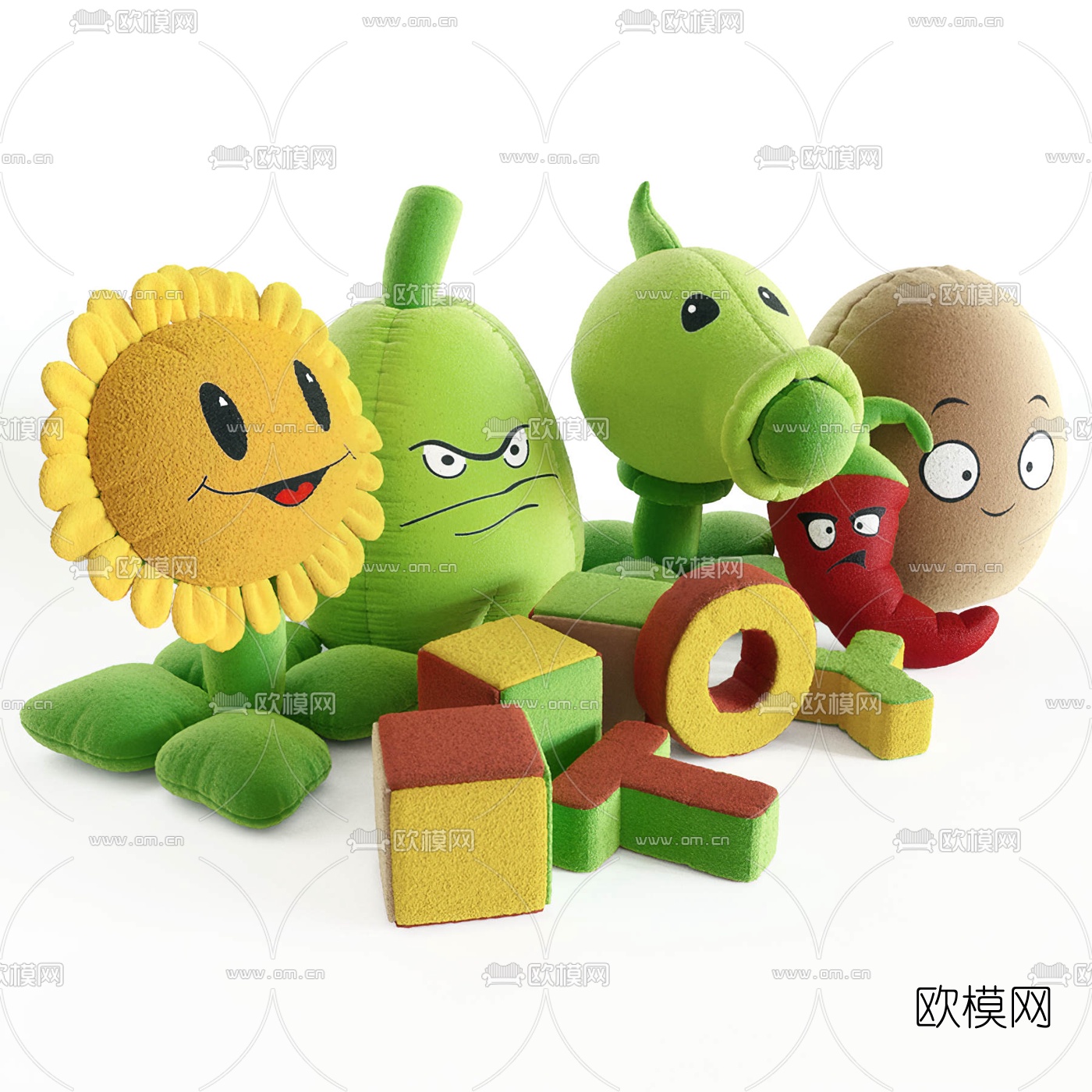 现代植物大战僵尸玩偶3d模型