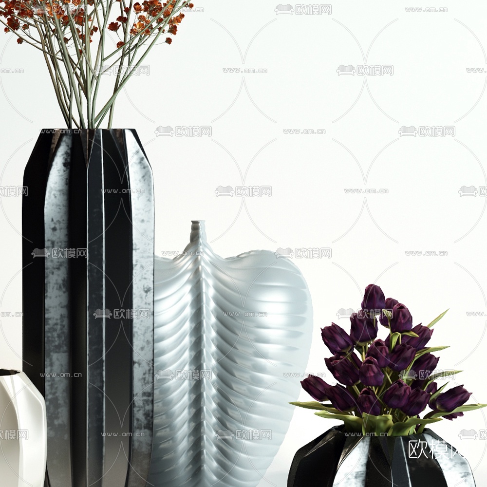 现代插花花瓶3d模型下载（渲染图2）