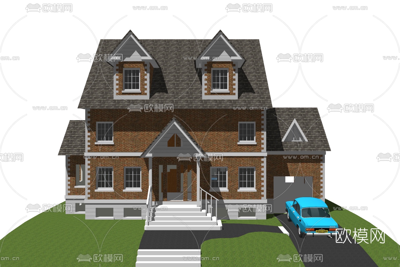 简欧独栋别墅外观su模型下载
