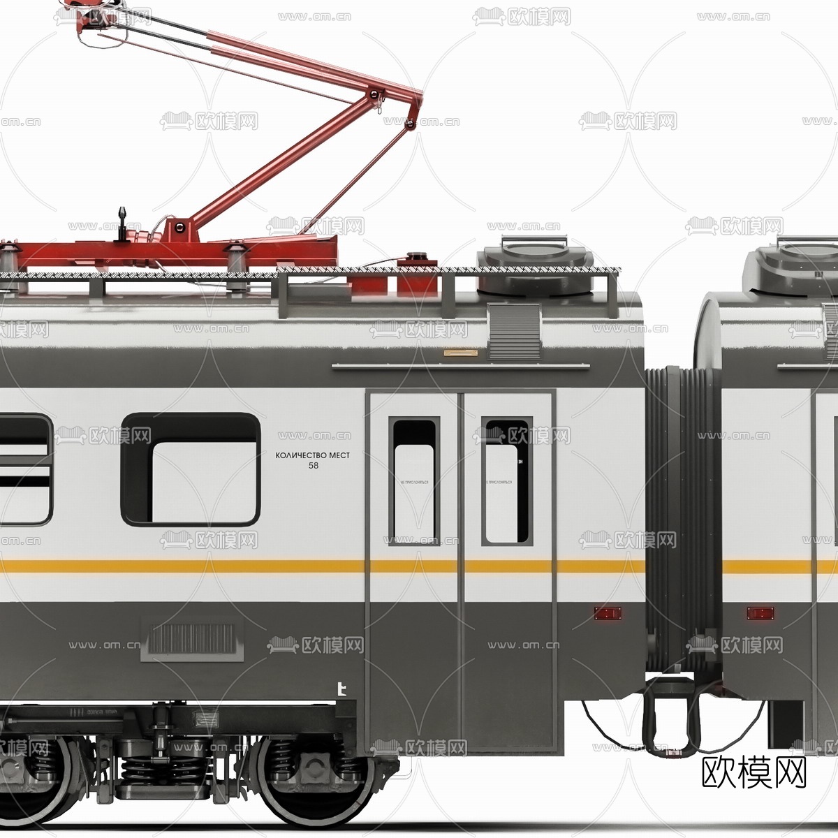 现代火车列车3d模型下载（渲染图2）