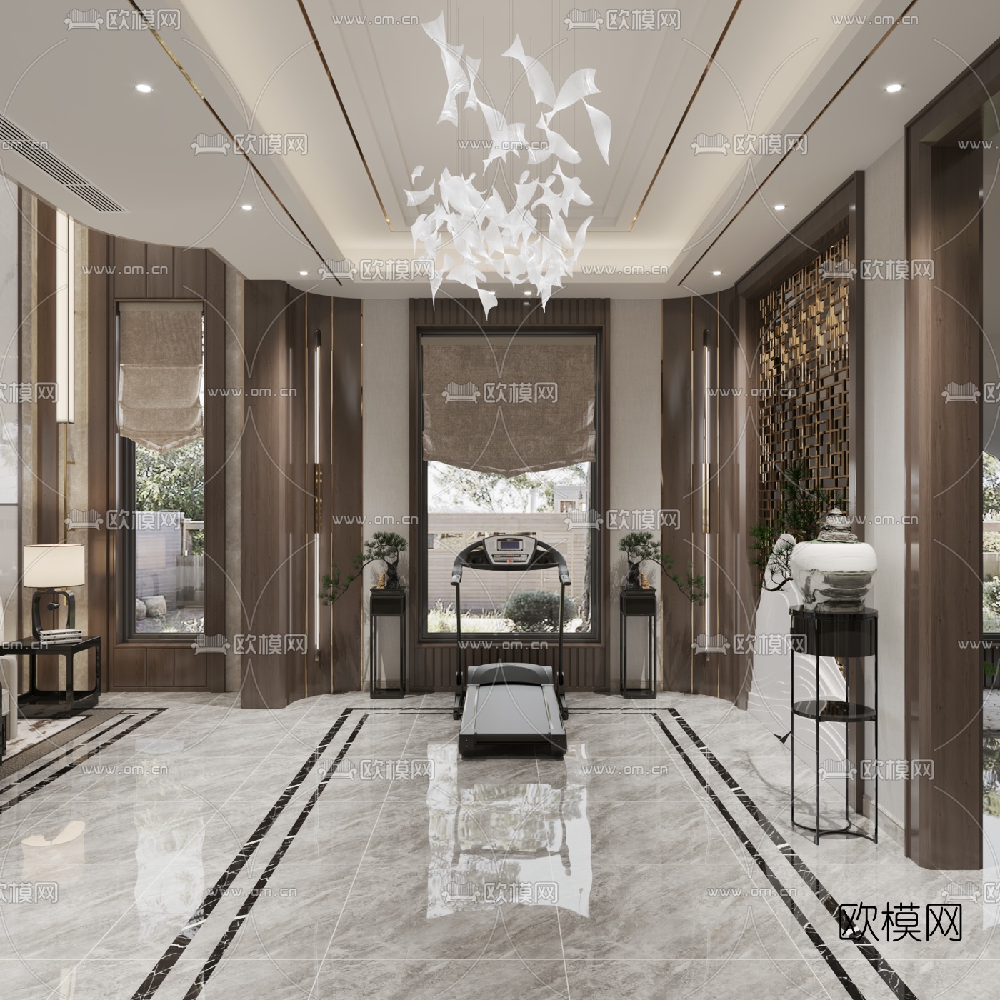 新中式别墅大堂3d模型
