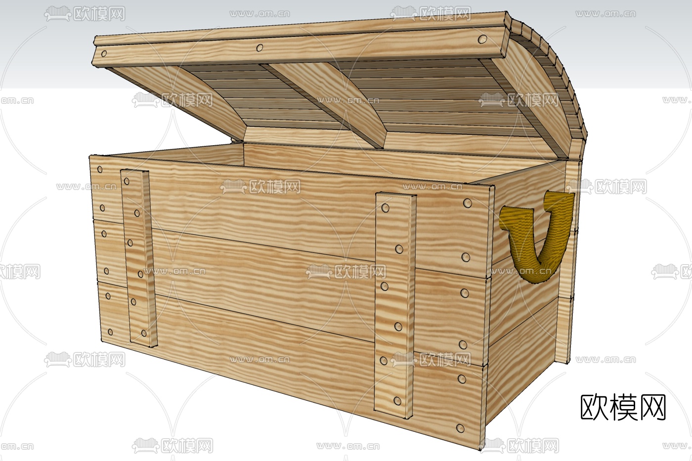 现代实木箱子免费su模型下载