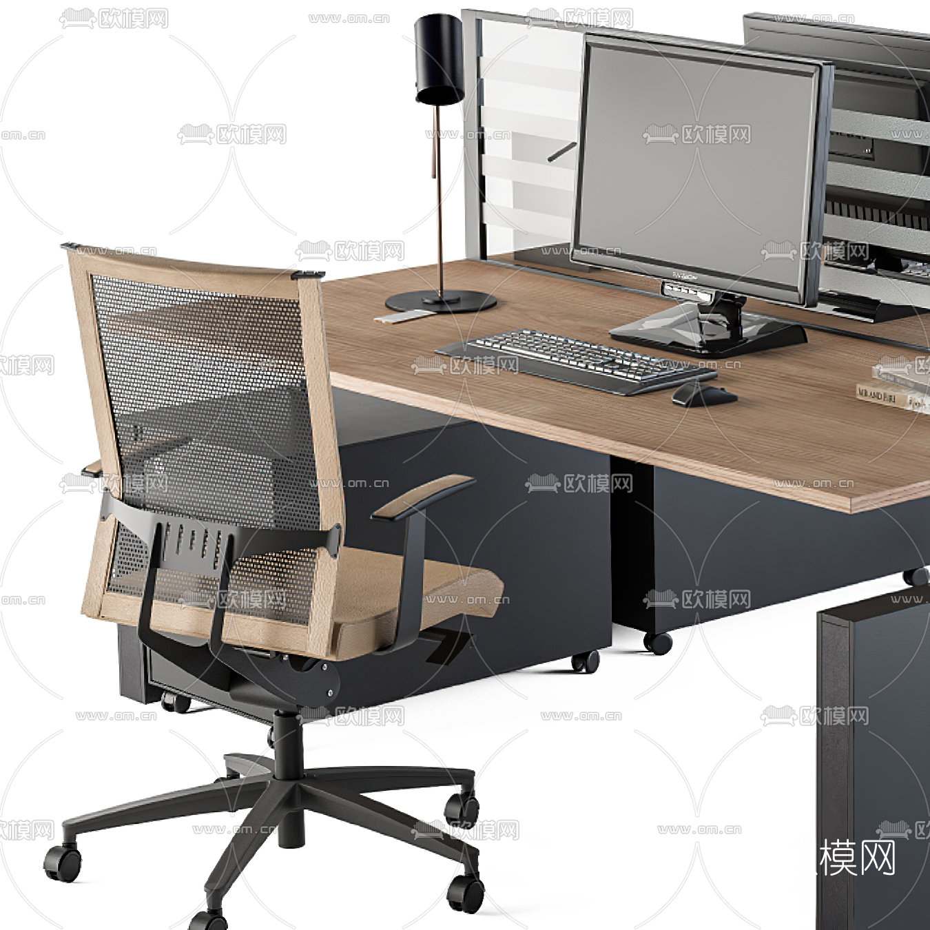 现代卡位办公桌椅3d模型