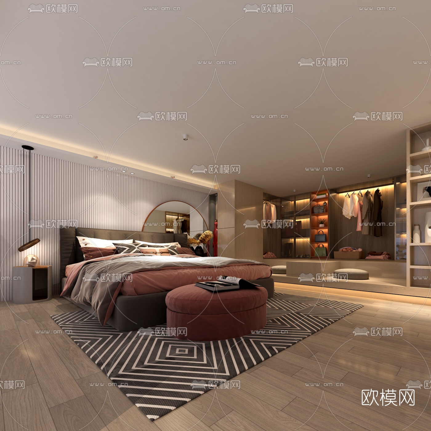 现代复式公寓客厅卧室3d模型