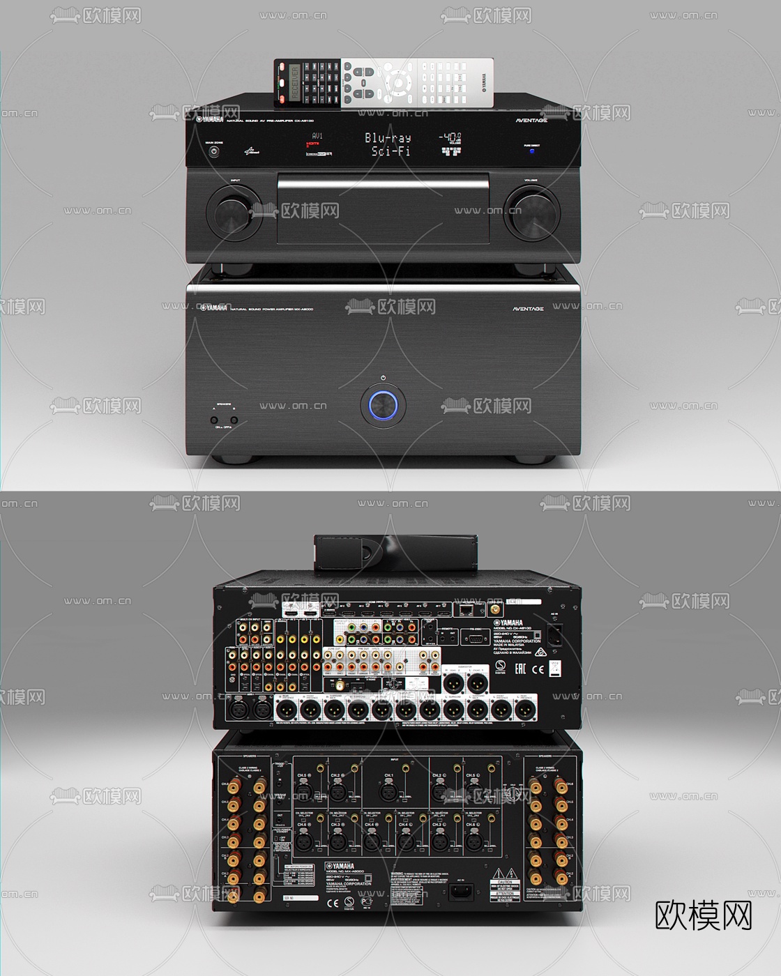 现代金属功放音响系统3d模型