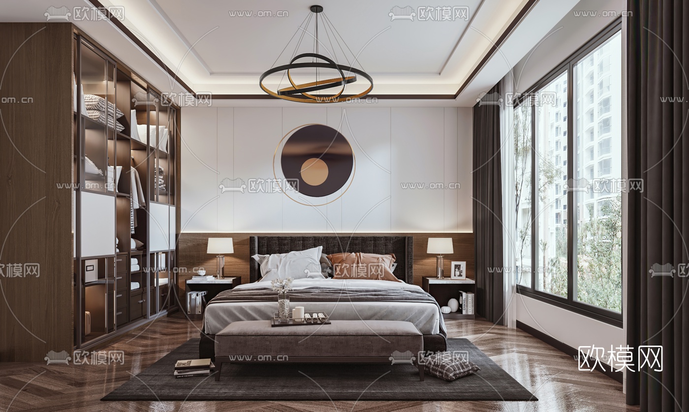 现代轻奢卧室3d模型下载