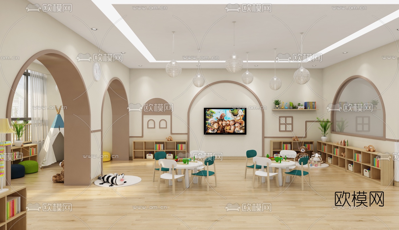 现代幼儿园早教教室3d模型