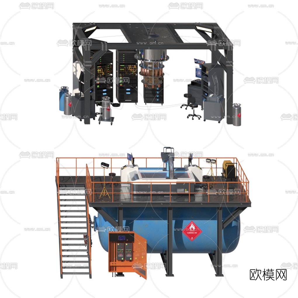 现代工业设备实验室设备3d模型