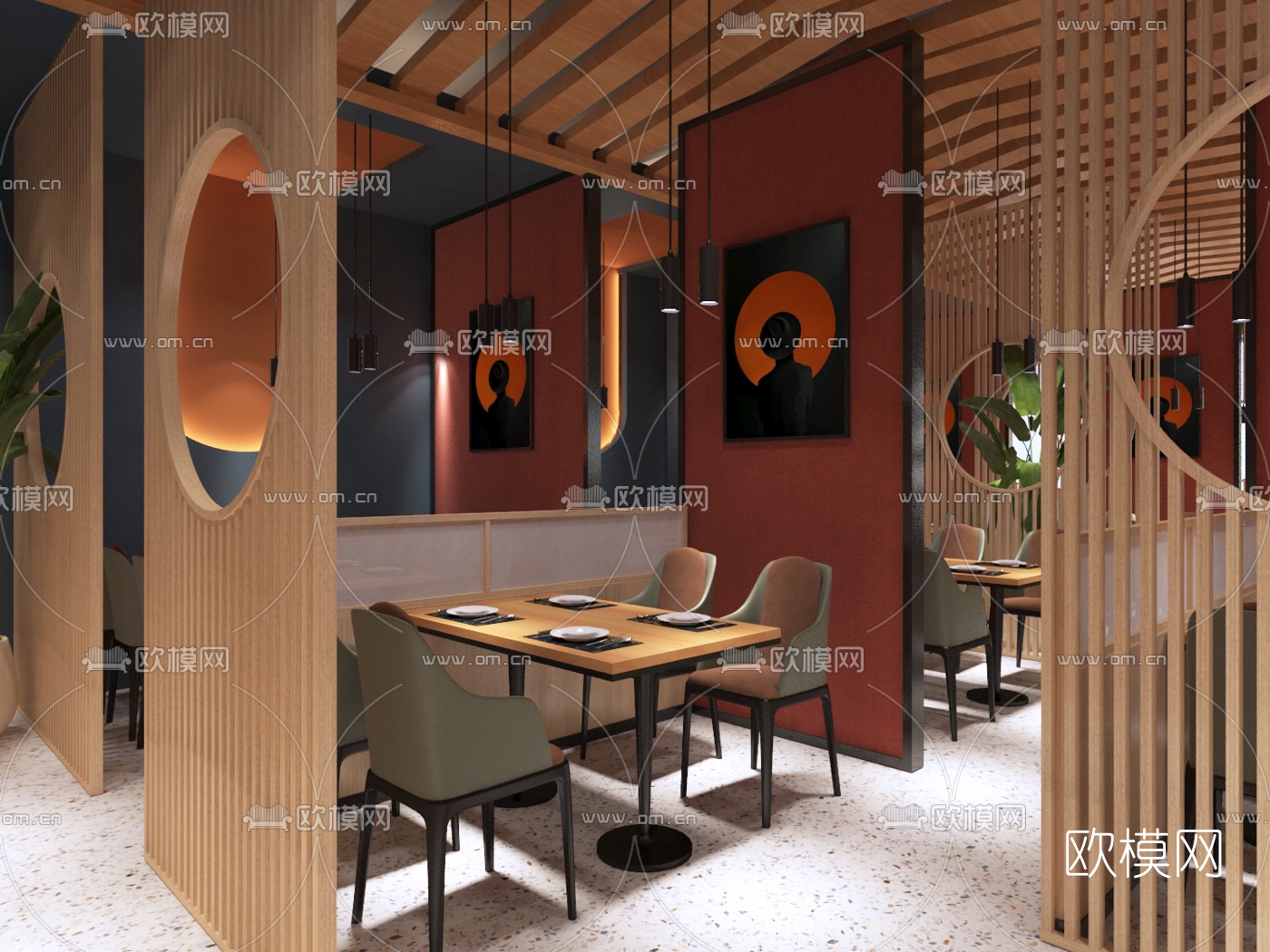 现代秦皇岛烧烤店免费3d模型下载（渲染图1）