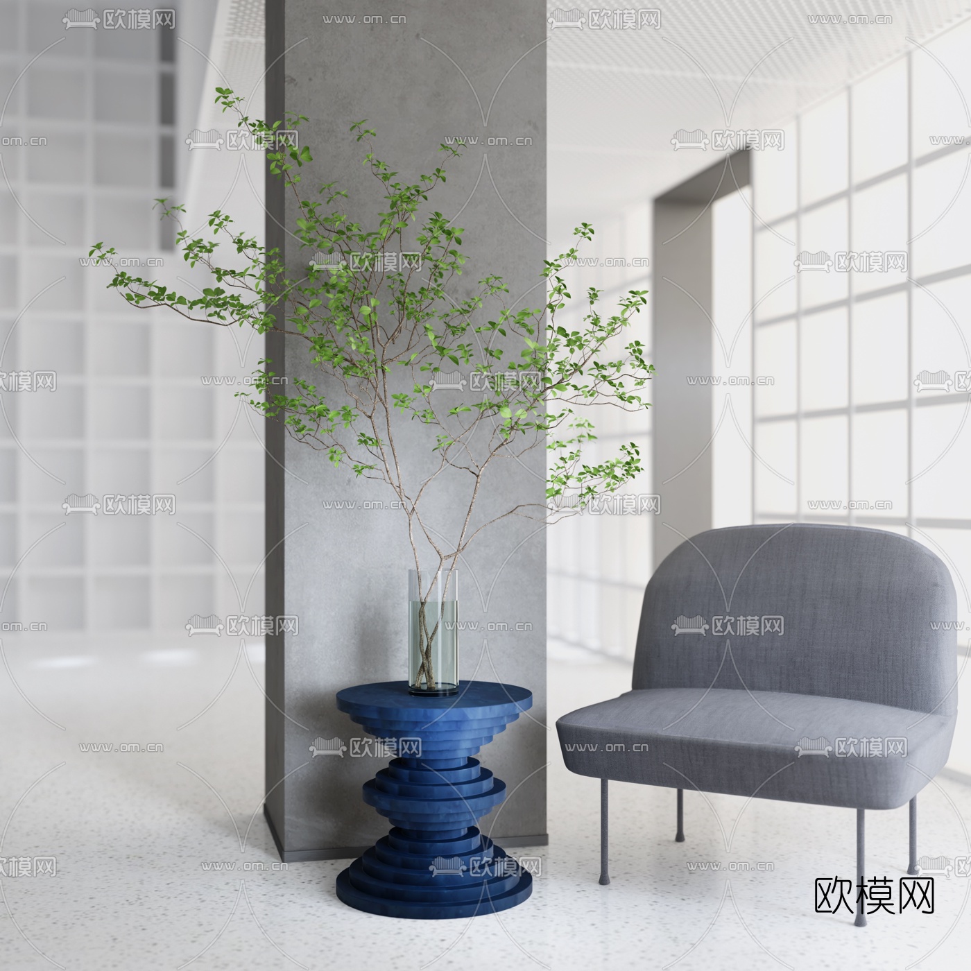 日式混搭酒店休息区3d模型下载（渲染图5）