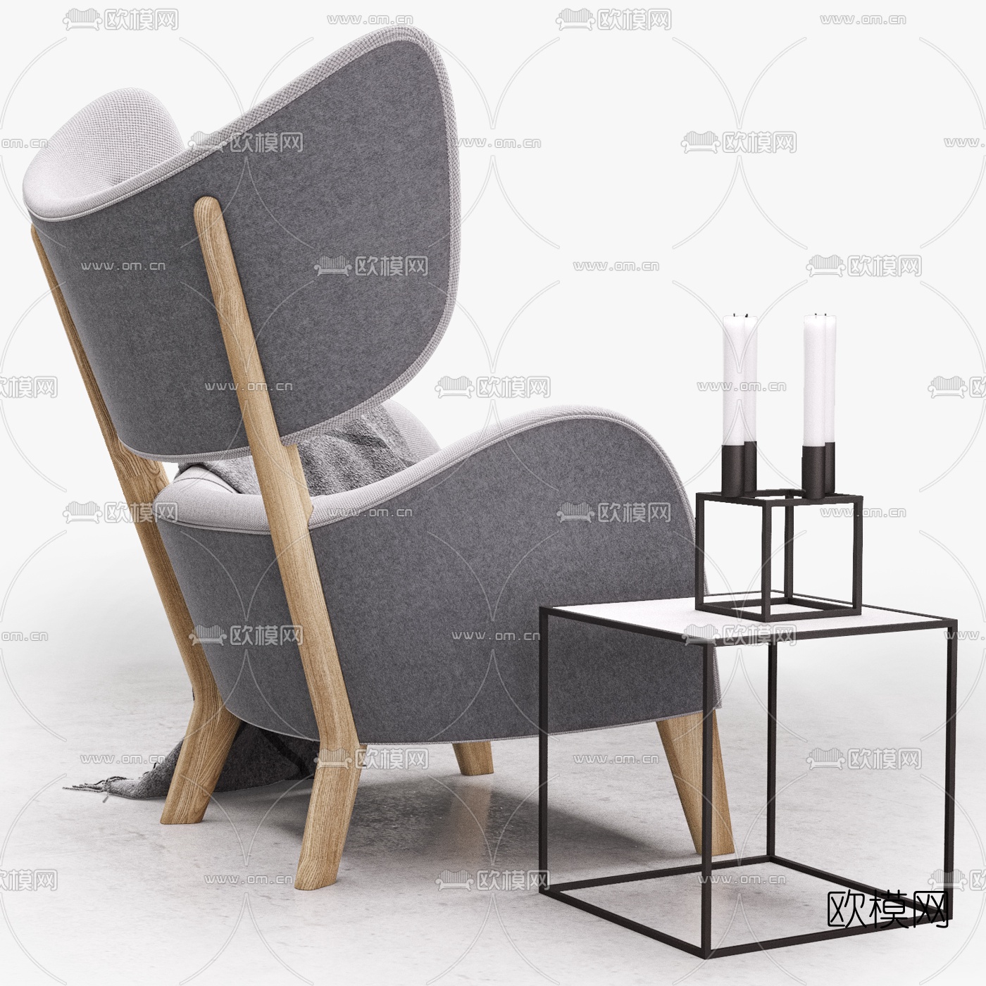 北欧布艺休闲沙发3d模型下载（渲染图2）