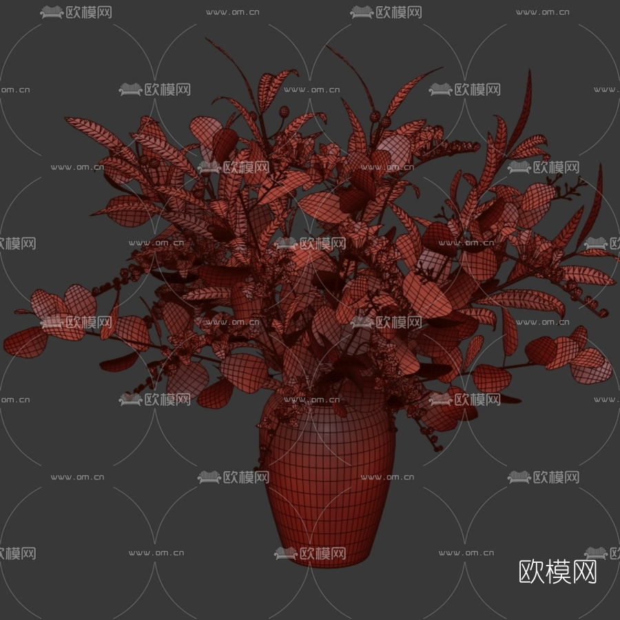 现代花瓶插花花卉3d模型