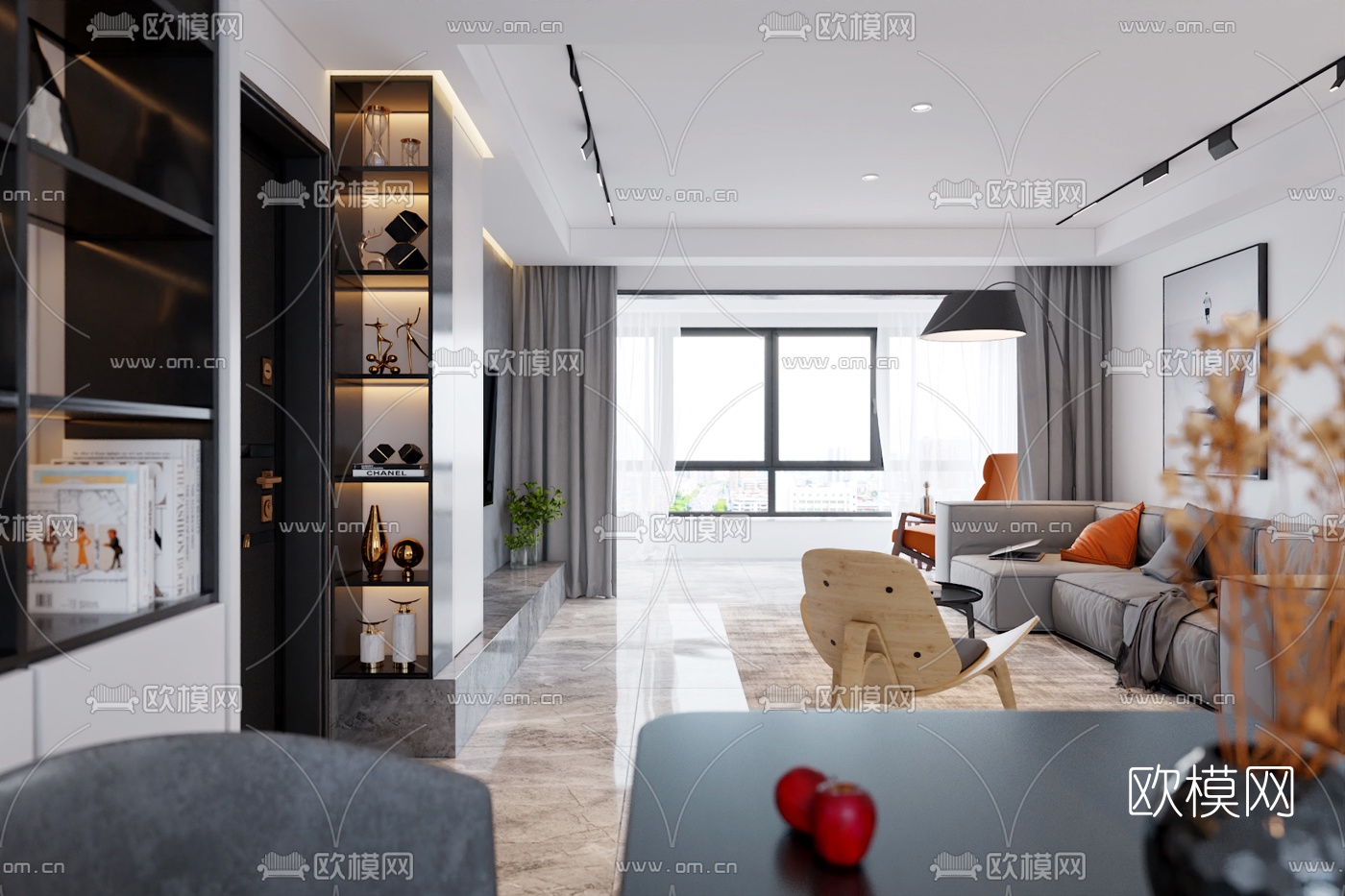 现代简约客厅餐厅3d模型