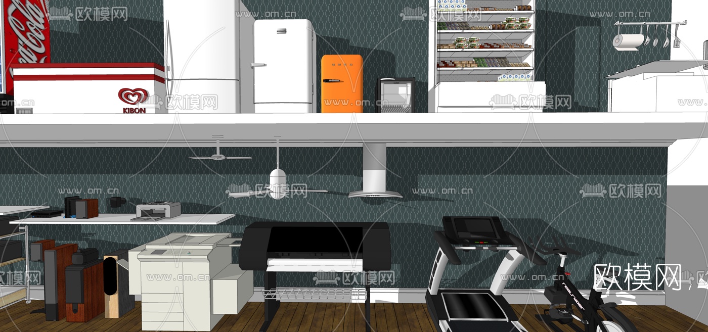 现代冰箱空调洗衣机su模型下载（渲染图3）