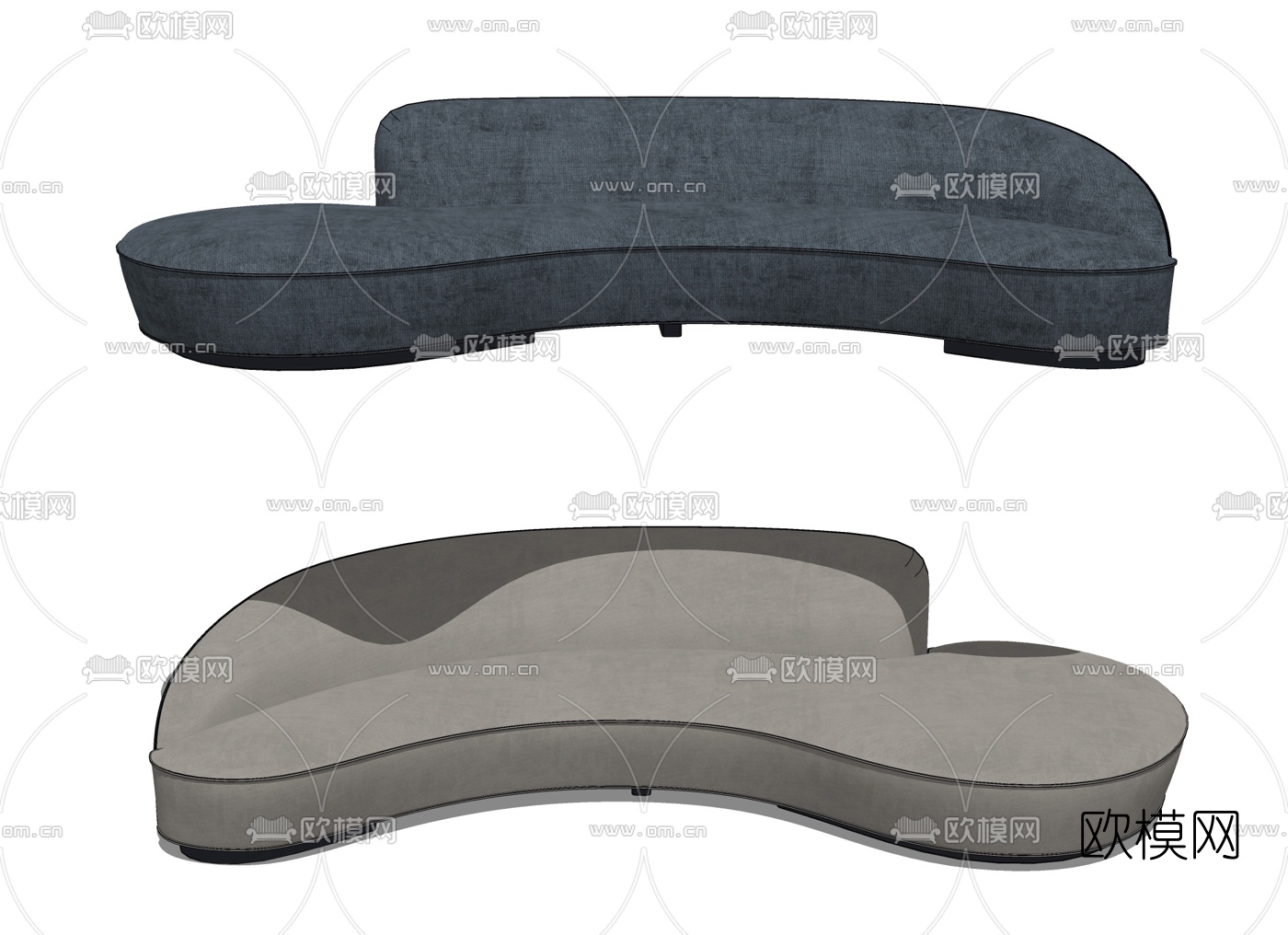 现代布艺弧形沙发su模型下载（渲染图2）