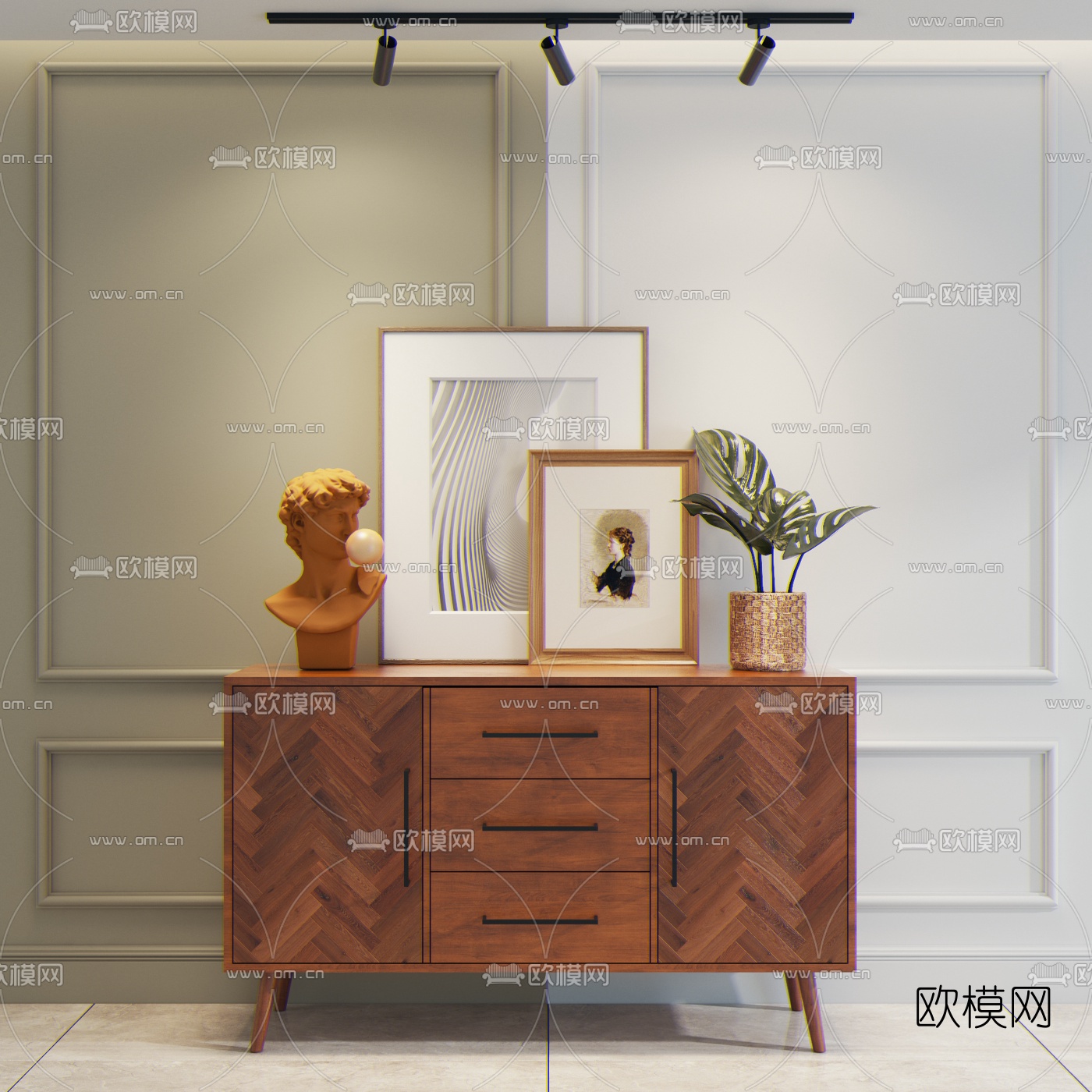 现代简约边柜3d模型