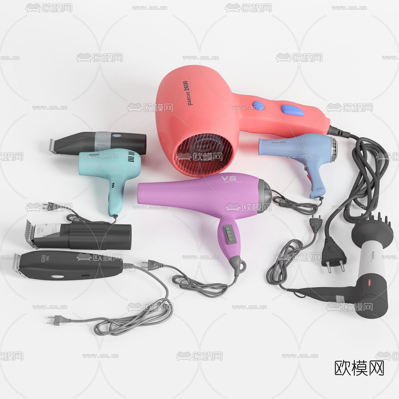 现代吹风机理发器3d模型下载