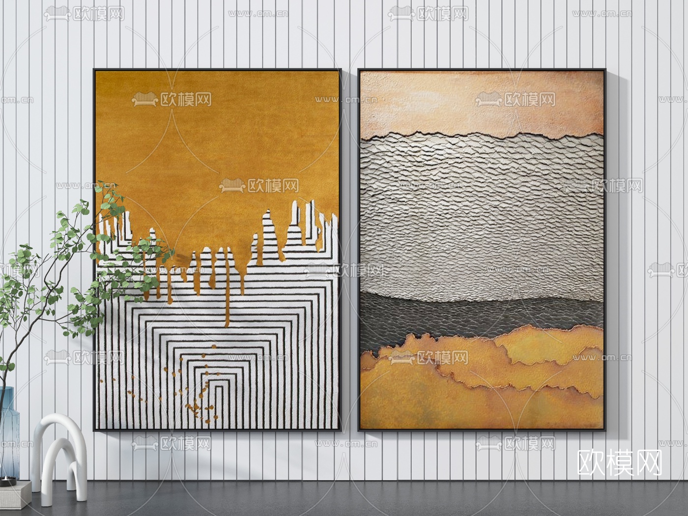现代抽象装饰挂画3d模型