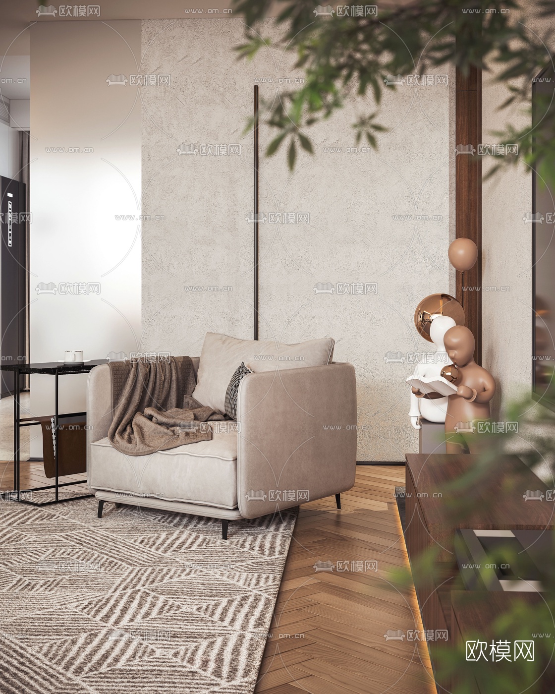 北欧客厅餐厅3d模型下载（渲染图4）