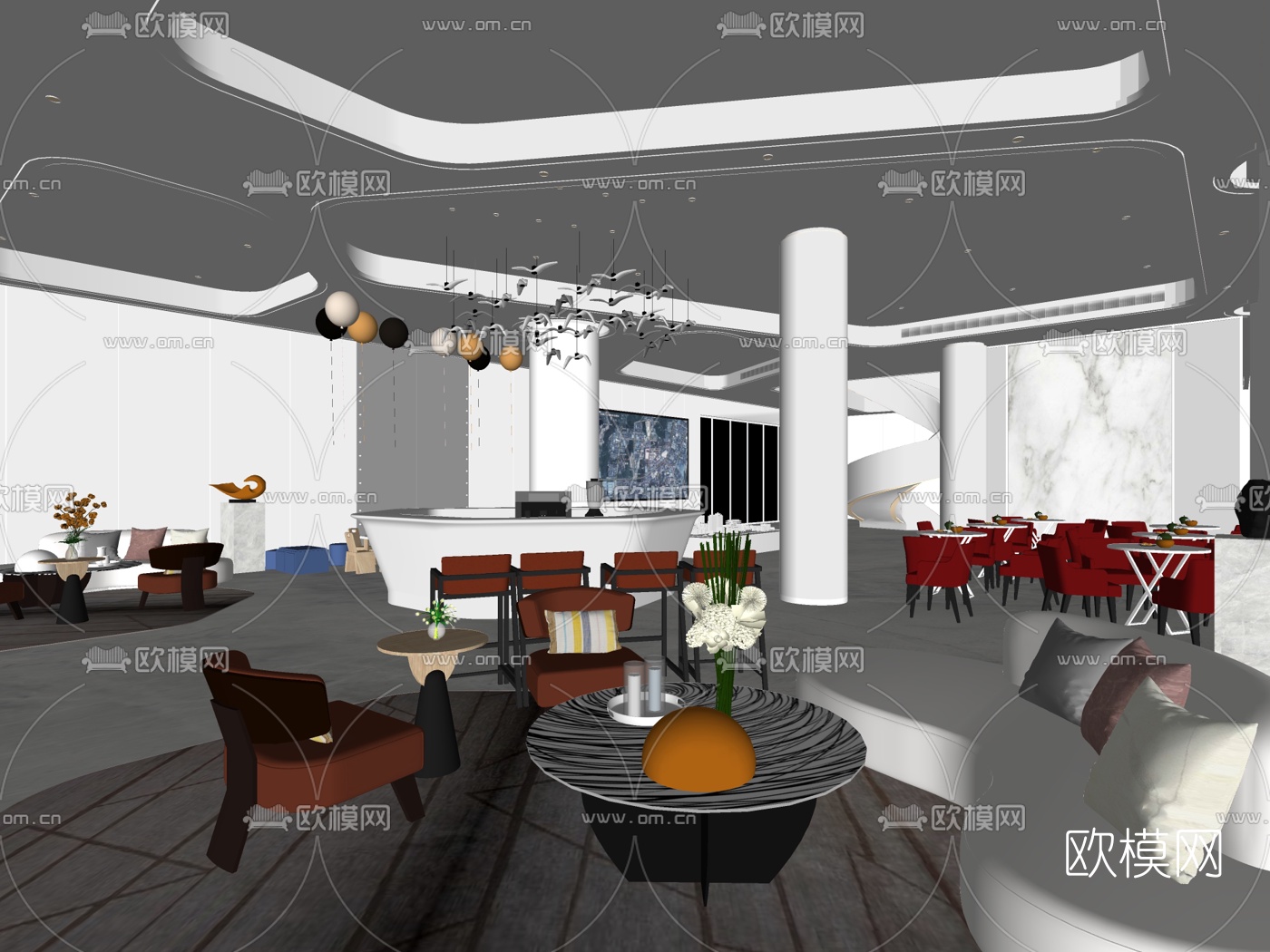 HWCD设计 杭州九龙仓天玺售楼中心su模型下载_ID13001700_sketchup模型下载-欧模网