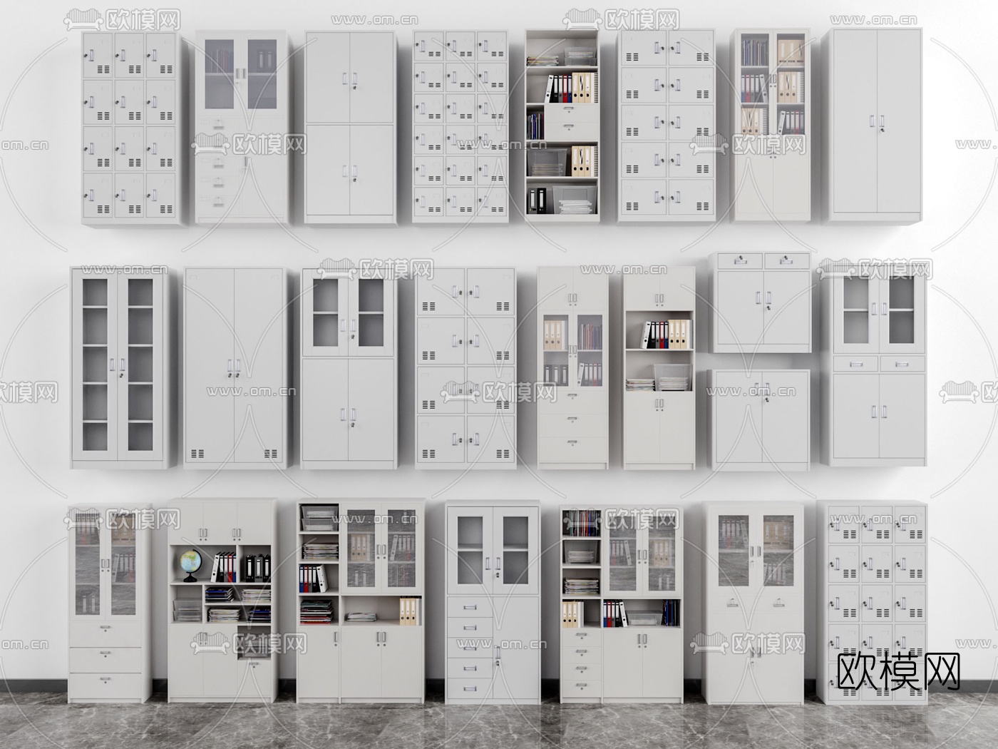 现代文件柜档案柜su模型下载（渲染图1）