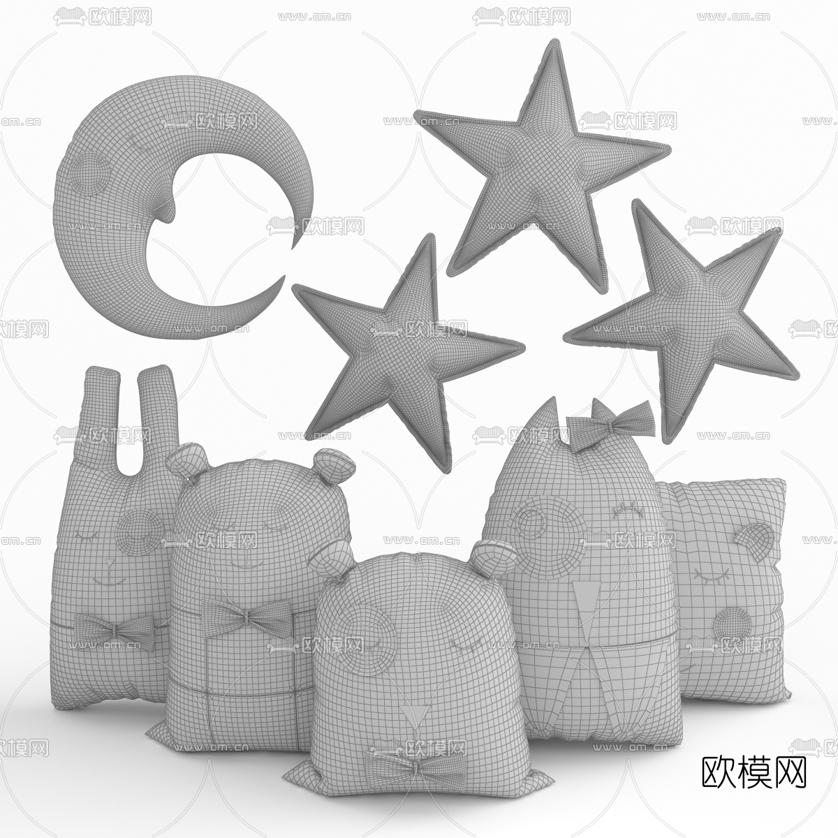 现代布艺儿童抱枕3d模型下载（渲染图3）