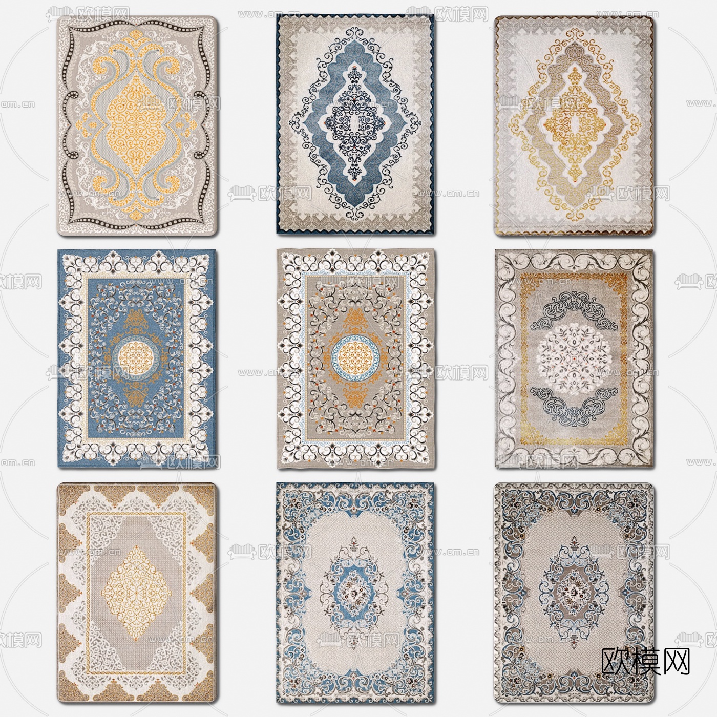 欧式绒毛地毯3d模型下载