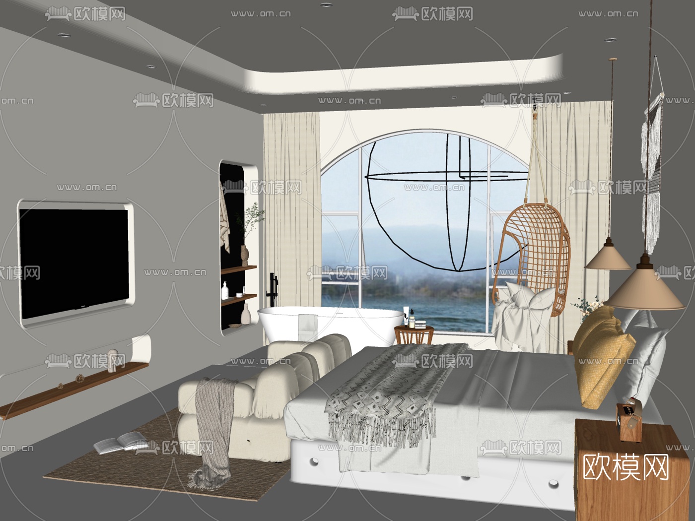 北欧民宿客房su模型下载（渲染图4）