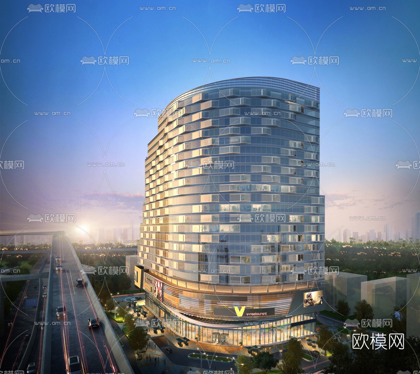 现代商业综合体su模型下载（渲染图9）