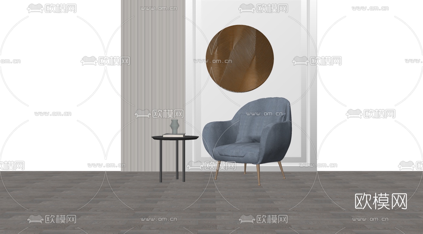 现代布艺休闲椅su模型