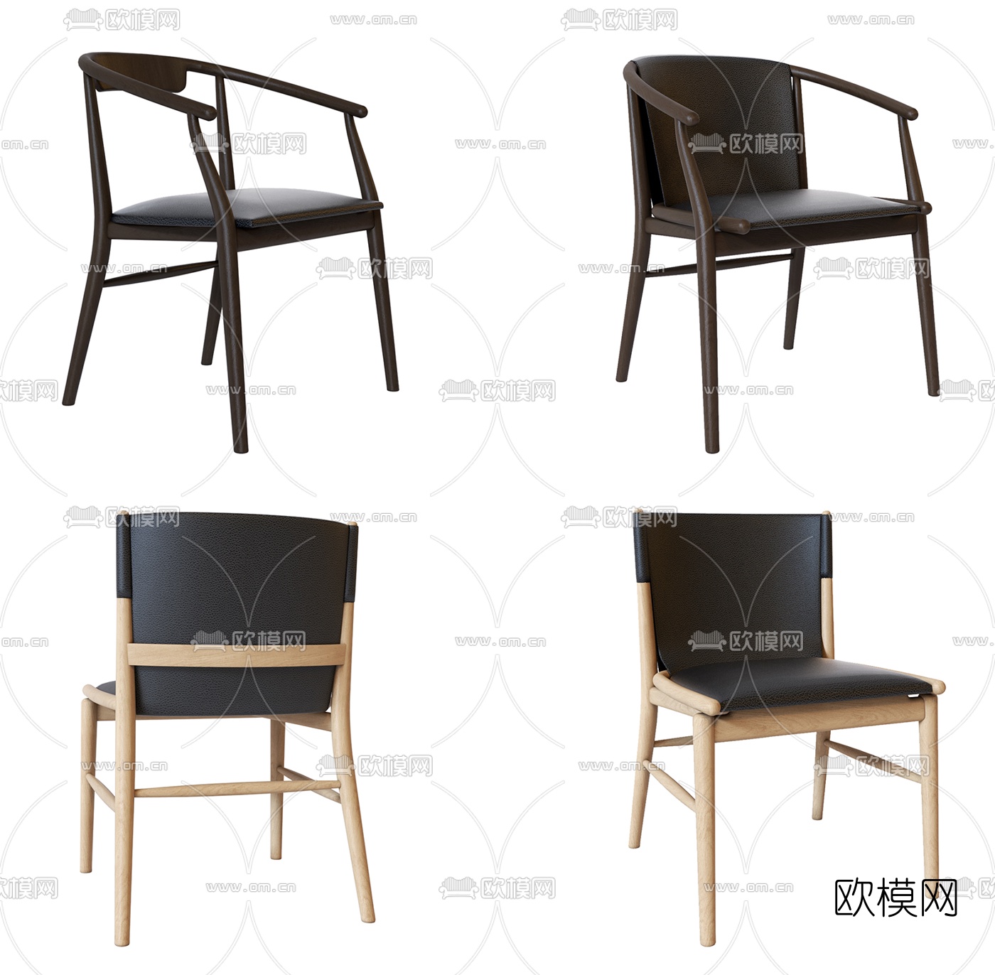 B&B Italia 现代皮革圈椅单椅3d模型下载（渲染图1）