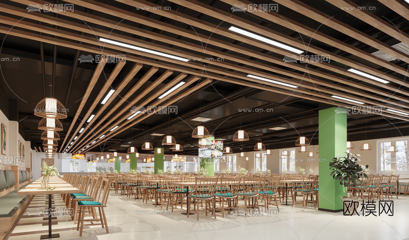 现代食堂快餐店3d模型