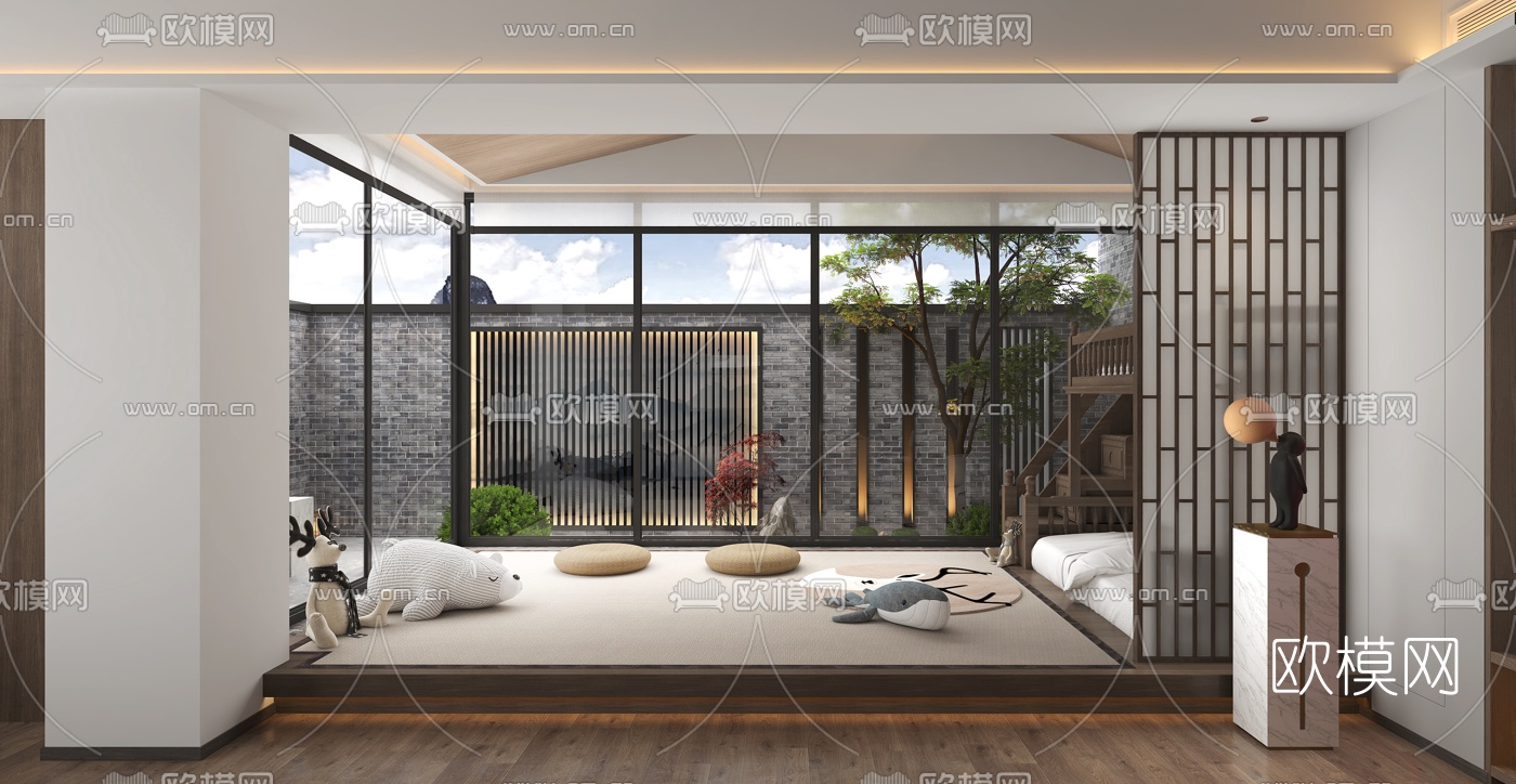 日式酒店亲子套房3d模型下载（渲染图2）