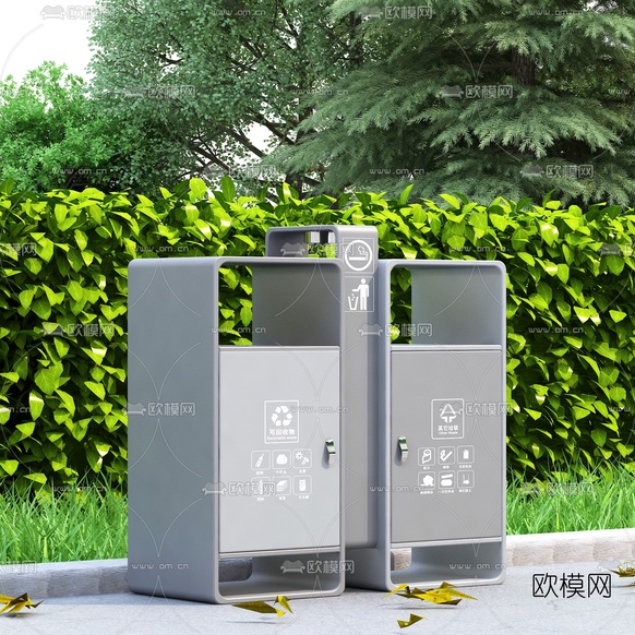 现代户外垃圾桶3d模型下载(渲染图4)