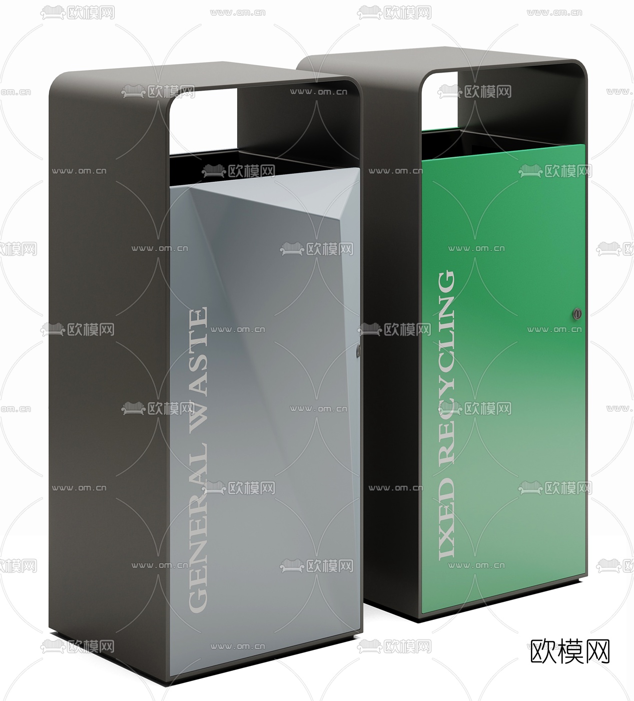 现代户外分类垃圾桶3d模型