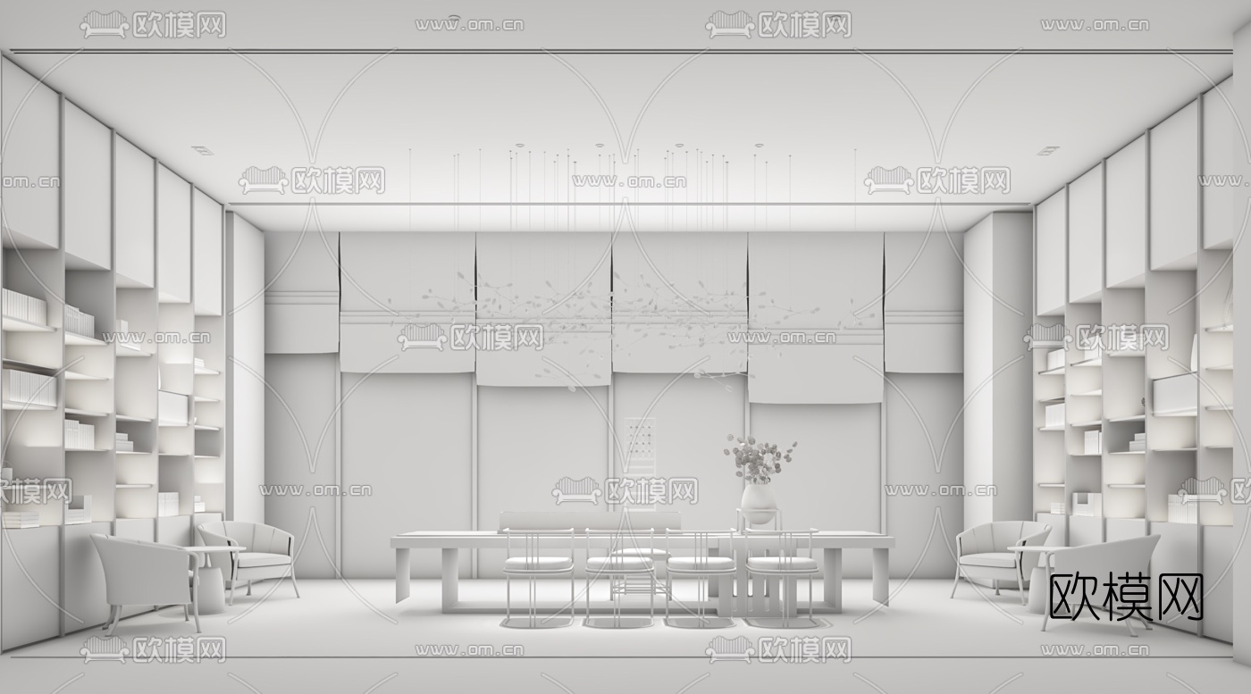 新中式会所茶室3d模型