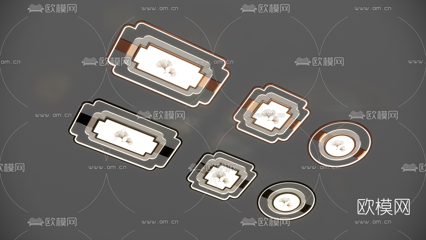 新中式轻奢吸顶灯su模型下载（渲染图1）