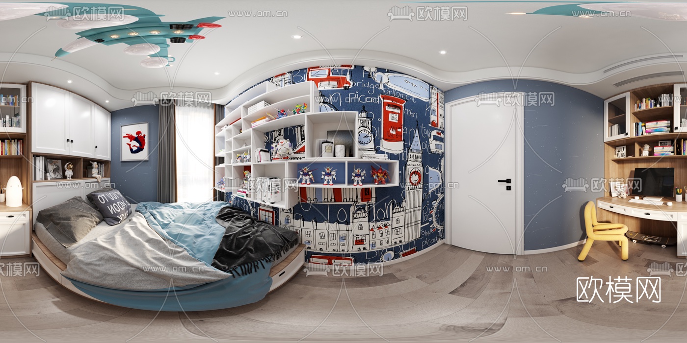 现代儿童房vr全景3d模型