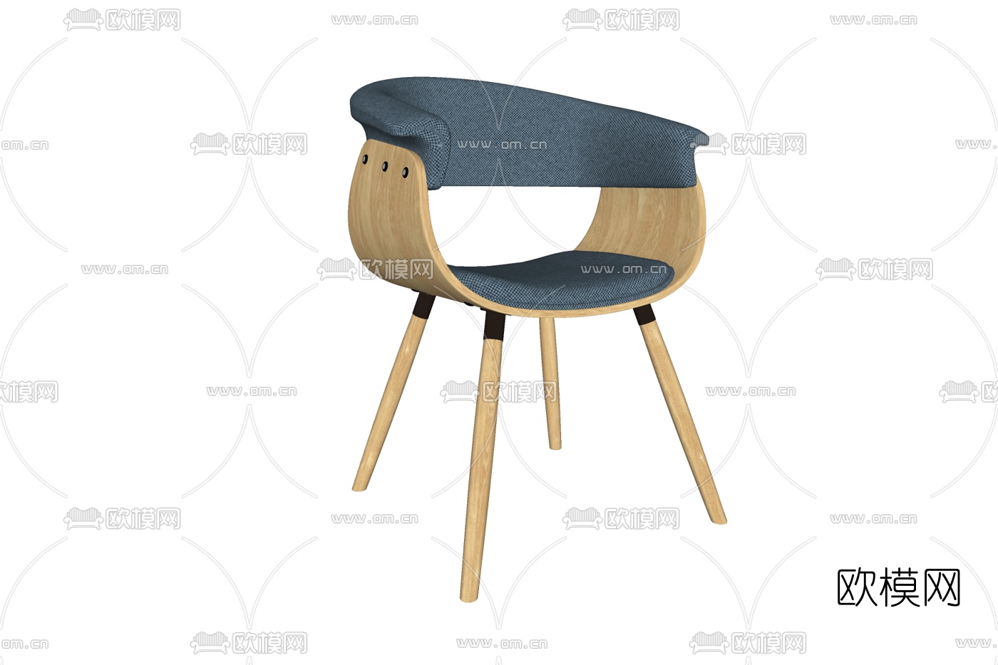 北欧原木休闲椅su模型下载