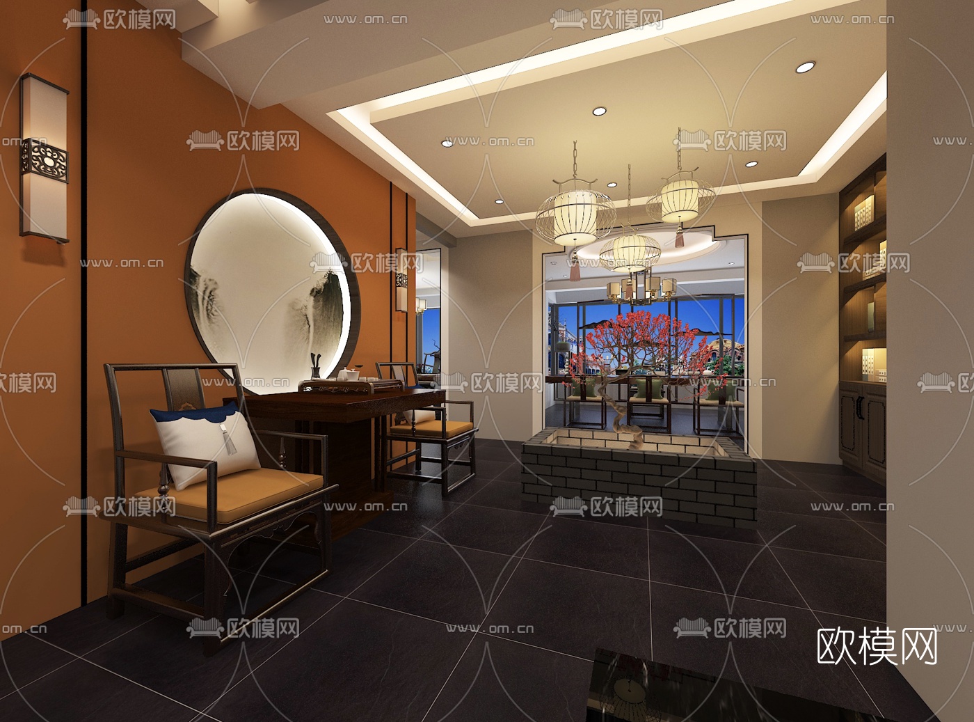 新中式茶室免费3d模型