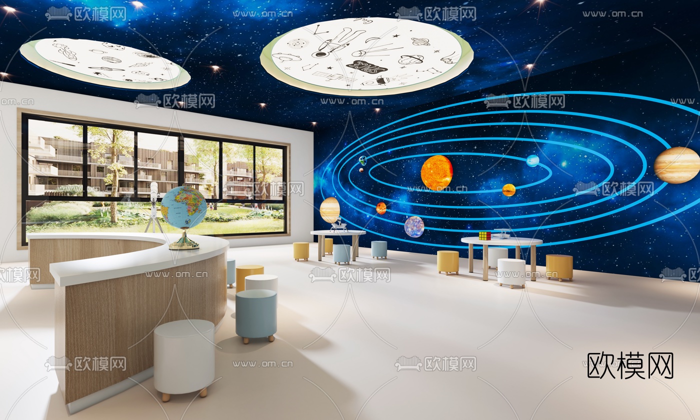 现代幼儿园教室3d模型
