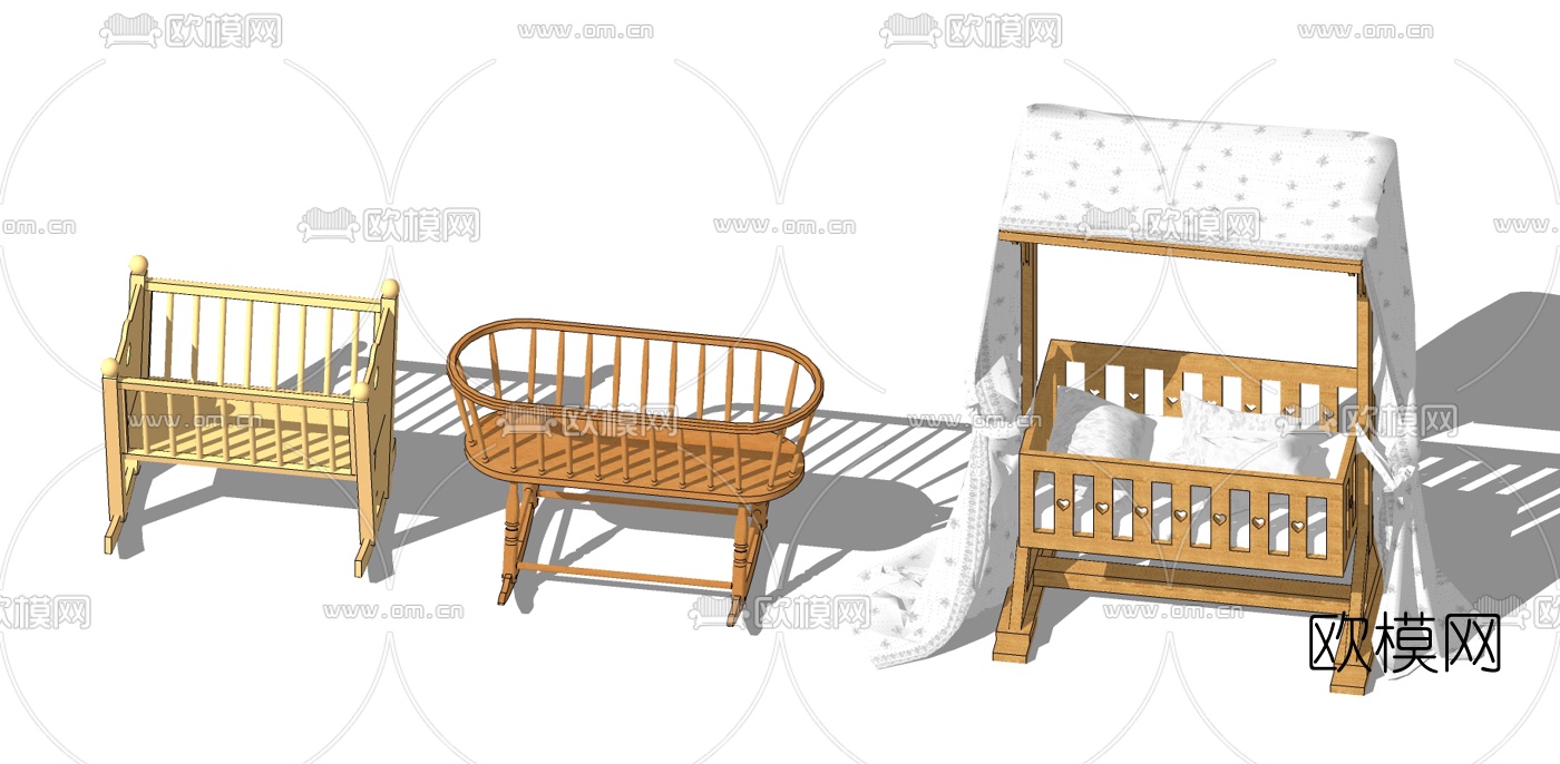 现代婴儿床su模型下载